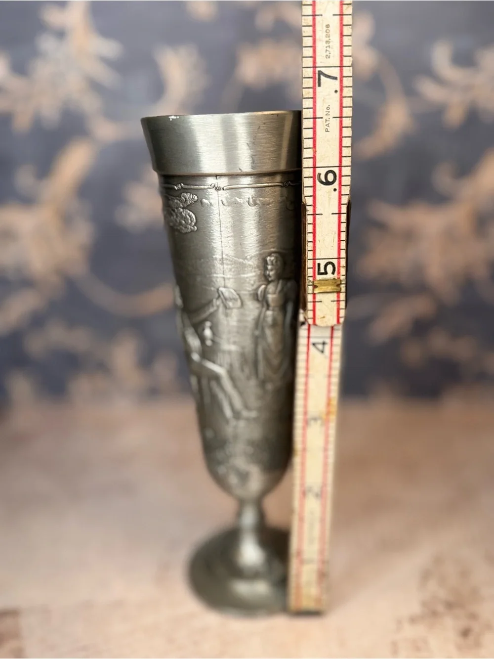 Vintage Frieling Zinn German Pewter Relief Goblet Made in Germany